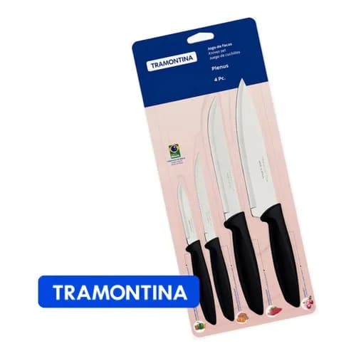 Juego De Cuchillos Tramontina Plenus Para Asado 4 Piezas Negro — imagen 1 de 6
