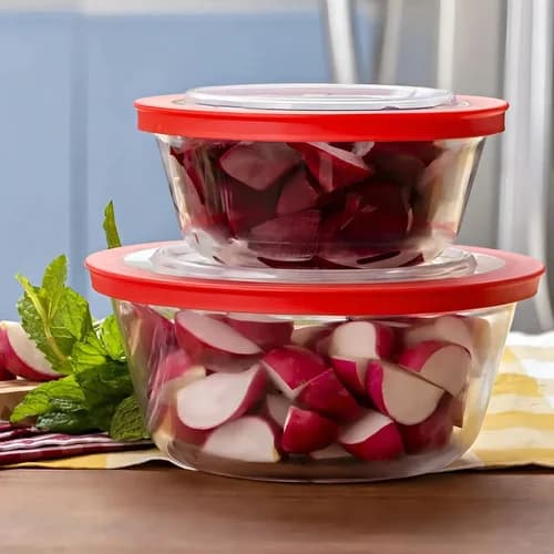 Contenedor De Alimentos Marinex Facilità Vidrio 1 L Rojo — imagen 3 de 6