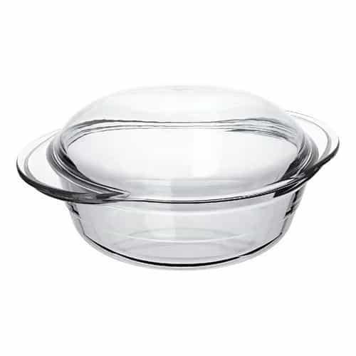 Asadera Redonda Con Asas Y Tapa Marinex Vidrio 1,9 L