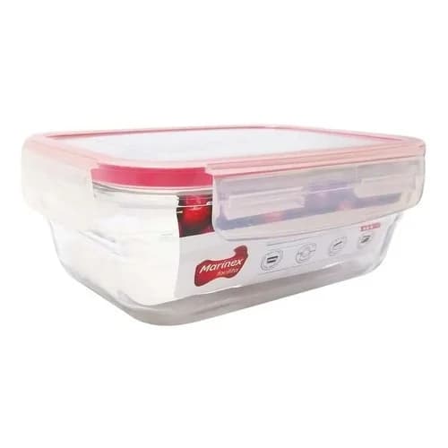 Recipiente Marinex Vidrio Templado Rectangular Tapa Hermética 400 Ml — imagen 2 de 3