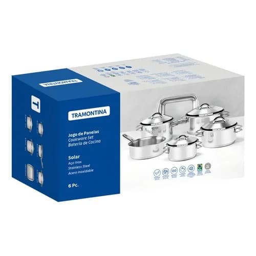 Batería De Cocina Tramontina Solar Acero Inoxidable 6 Piezas — imagen 3 de 4