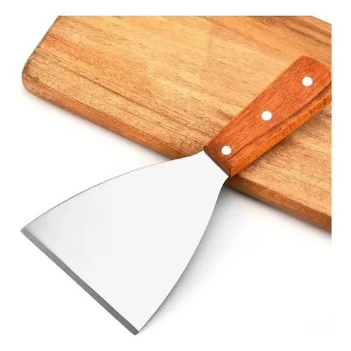 Espátula Para Hamburguesa Acero Inoxidable Mango De Madera — imagen 5 de 5