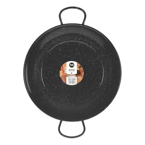 Sartén Wok Con Asas Acero Esmaltado Vaello 30 Cm Negro — imagen 2 de 2