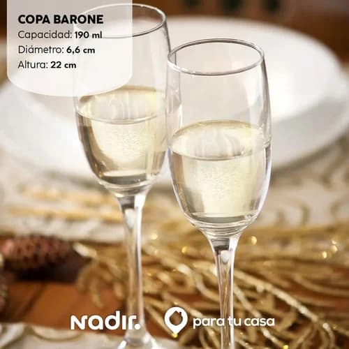Copas Flauta De Champagne Nadir Barone Vidrio 190 Ml X12 Unidades — imagen 11 de 12