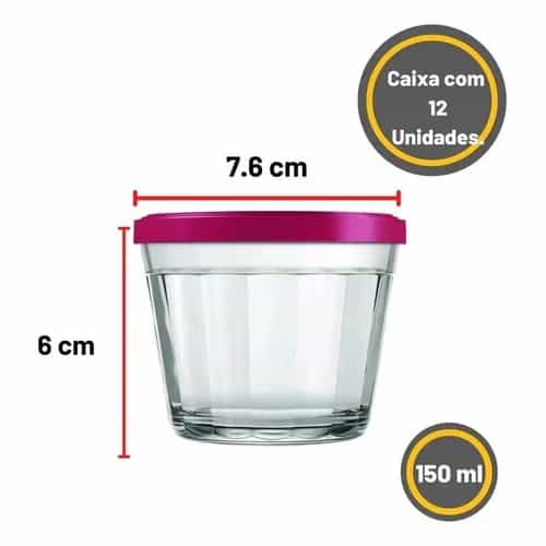 Cuencos Nadir Americano Con Tapa Vidrio 150 Ml X12 Unidades