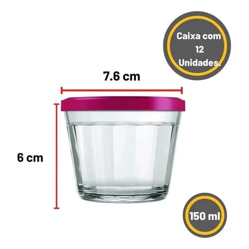 Cuencos Nadir Americano Con Tapa Vidrio 150 Ml X12 Unidades — imagen 1 de 6