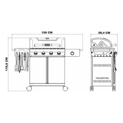 Parrilla A Gas Tramontina TGP 6000 Con Quemador Adicional — imagen 3 de 8