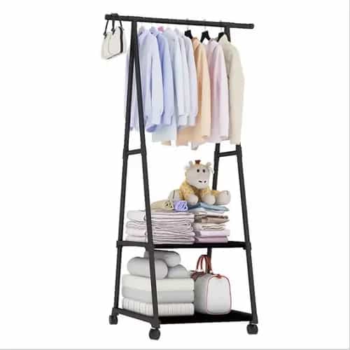 Perchero Organizador Con Estante Y Ruedas Negro