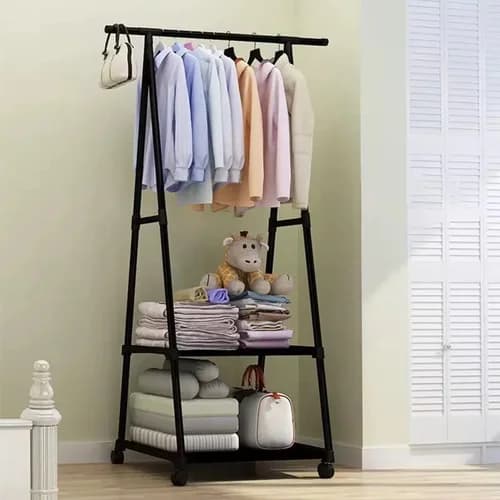 Perchero Organizador Con Estante Y Ruedas Negro — imagen 2 de 3