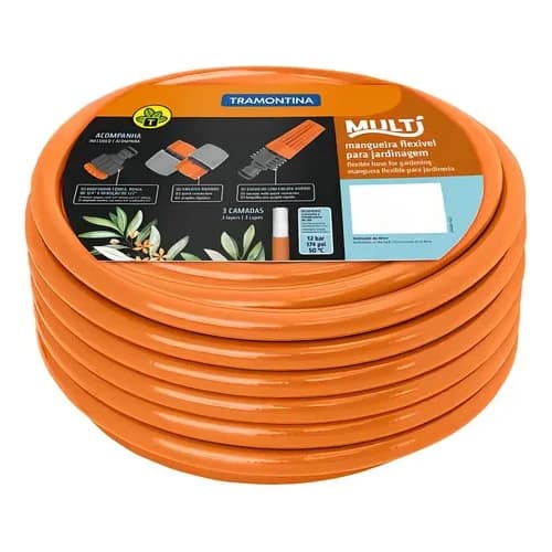 Manguera de jardín reforzada Tramontina Multi 20 m de 1/2 pulgada con acoples y boquilla — imagen 8 de 8