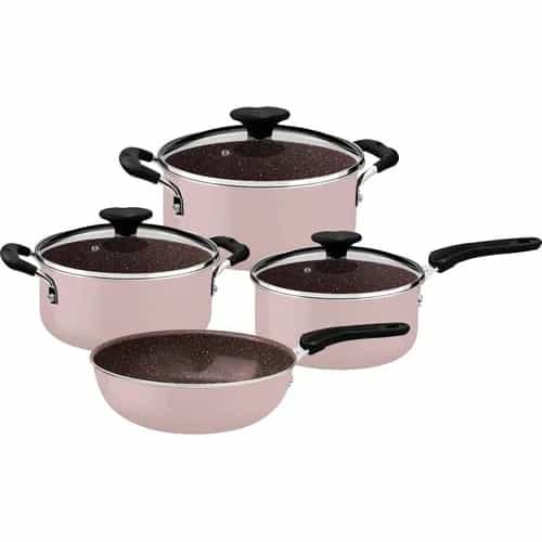 Juego De Utensilios Tramontina Tunis Cerámica 4 Piezas Rosa Trufado