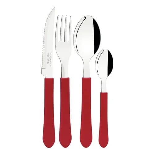 Juego de cubiertos Tramontina Leme de acero inoxidable con organizador 25 piezas rojo
