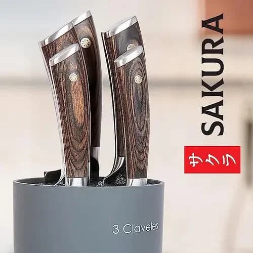 Cuchillo Santoku 3 Claveles Sakura 17,5 Cm Mango De Madera — imagen 5 de 5