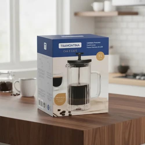 Cafetera Prensa Francesa Tramontina 1 L Jarra De Vidrio — imagen 3 de 4