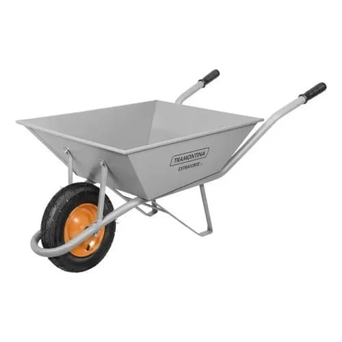 Carretilla reforzada Tramontina Extraforte metálica gris 65 L con rueda neumática