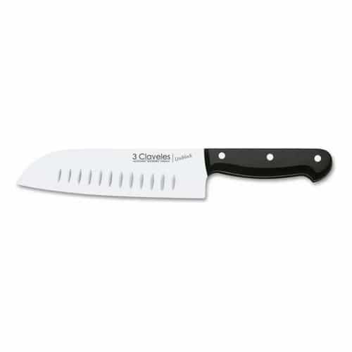 Cuchillo Santoku 3 Claveles Alveolado 18 Cm Acero Inoxidable Negro