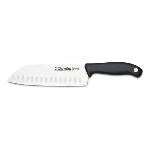Cuchillo Santoku 3 Claveles Estriado 18 Cm Acero Inoxidable Negro
