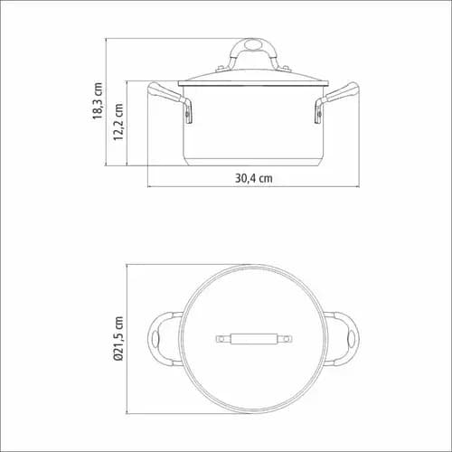 Cacerola Astro Tramontina Acero Inoxidable 20 Cm 3,6 L — imagen 4 de 5