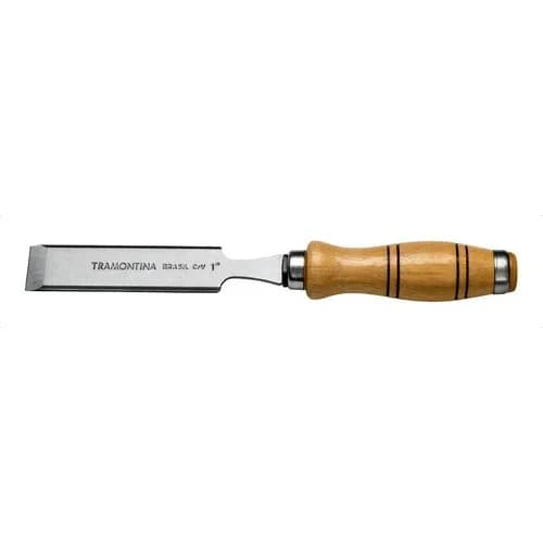 Formón biselado de acero cromo vanadio Tramontina Master 1 pulgada con mango de madera — imagen 2 de 2