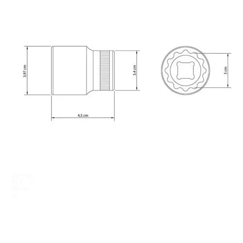 Tubo estriado de acero cromo vanadio Tramontina Master 30 mm encastre 1/2 pulgada — imagen 4 de 4