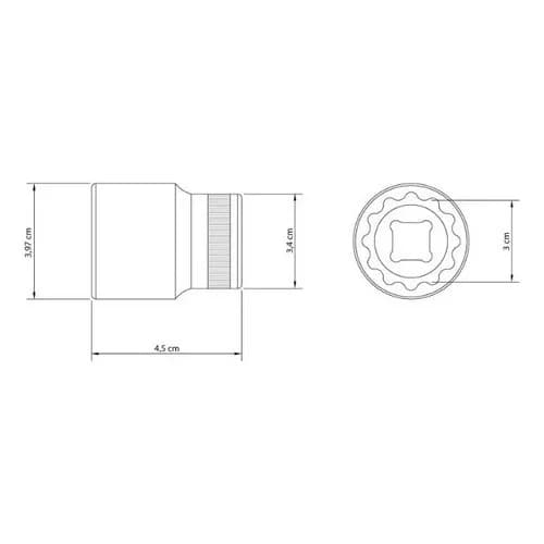 Tubo estriado de acero cromo vanadio Tramontina Master 30 mm encastre 1/2 pulgada — imagen 3 de 4