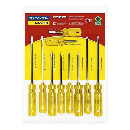Juego de destornilladores de acero cromo vanadio Tramontina Master 10 piezas