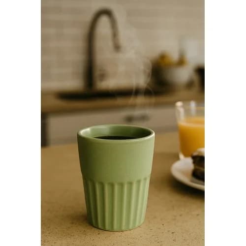 Vaso Para Café De Cerámica 300 Ml Verde / Coral — imagen 2 de 5