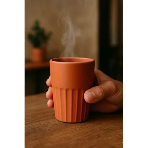 Vaso Para Café De Cerámica 300 Ml Beige / Terracota — imagen 3 de 4