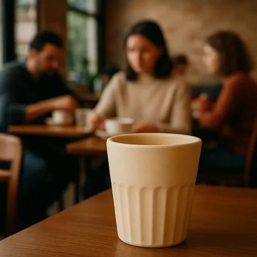 Vaso Para Café De Cerámica 300 Ml Beige / Terracota — imagen 4 de 4