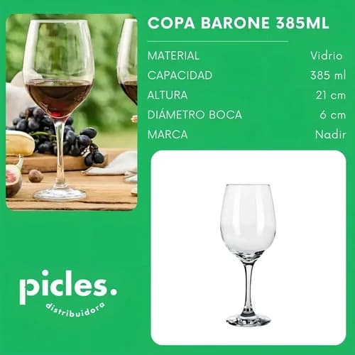 Juego 12 Copas Vino Tinto Barone Nadir 385 Ml — imagen 9 de 9