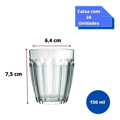 Set 24 Vasos Vidrio Barriquinha Nadir 150 Ml — imagen 3 de 7