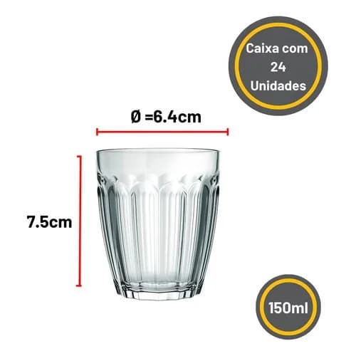 Set 24 Vasos Vidrio Barriquinha Nadir 150 Ml — imagen 6 de 7