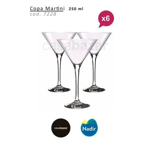 Copas Martini Nadir Windsor Vidrio 250 Ml Set X6 — imagen 6 de 7