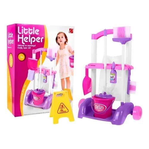 Set De Limpieza Juguete Infantil Con Carro Rosa Y Blanco — imagen 1 de 2
