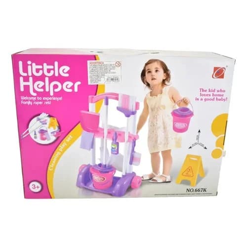 Set De Limpieza Juguete Infantil Con Carro Rosa Y Blanco — imagen 2 de 2