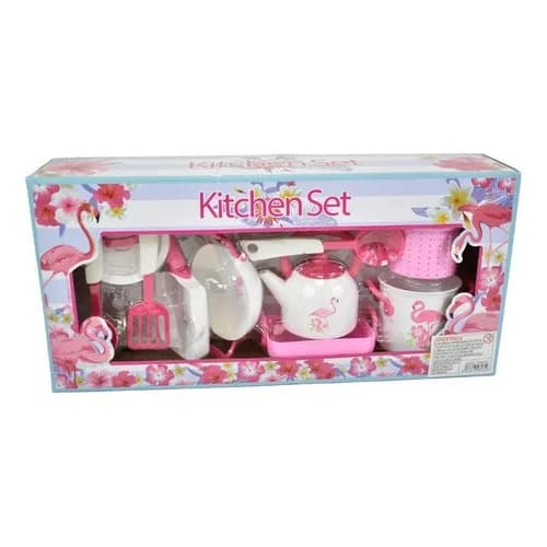 Juego De Cocina Infantil Juguete 10 Piezas Blanco Y Rosa — imagen 2 de 2
