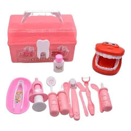 Set De Dentista Infantil Juguete 15 Piezas En Caja Rosado