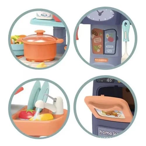 Juego De Cocina Infantil Juguete Con Luz Y Sonido 29 Piezas Azul — imagen 2 de 3