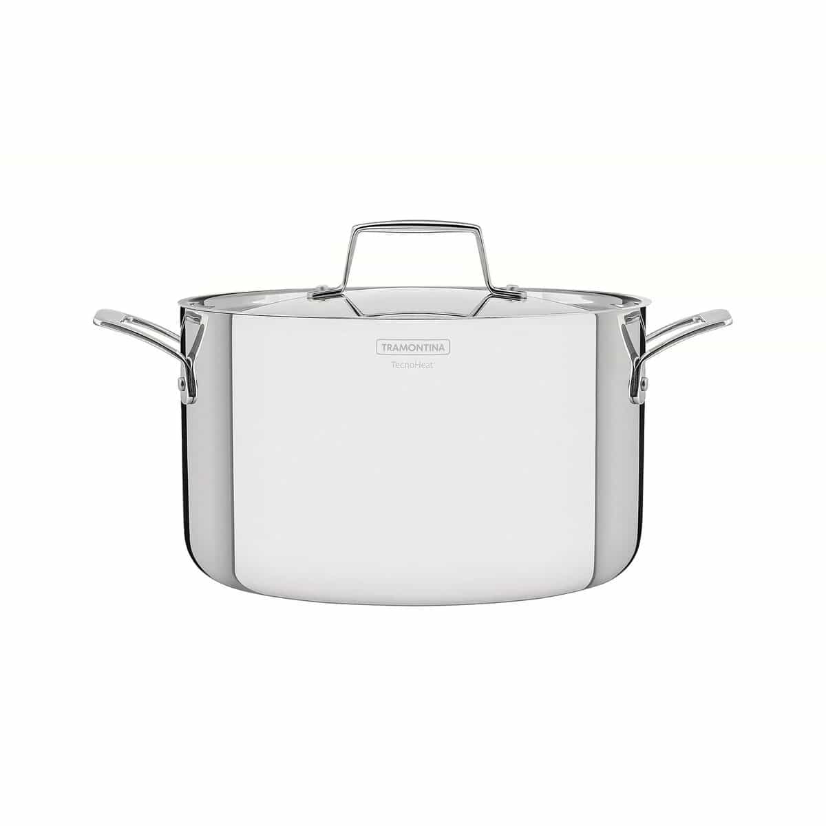 Cacerola Tramontina Grano Honda Triple Fondo 20 cm 3,8 L Acero Inoxidable con Tapa y Asas — Apta Inducción