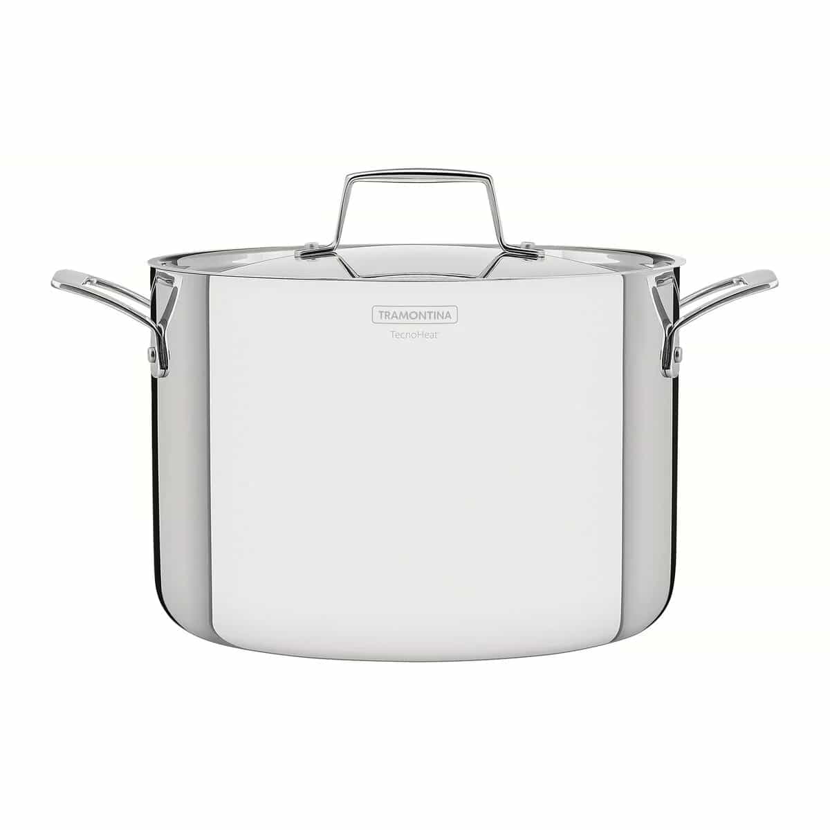 Olla Alta Tramontina Grano Cuerpo Triple 24 cm 7,7 L Acero Inoxidable con Tapa y Asas — Apta Inducción