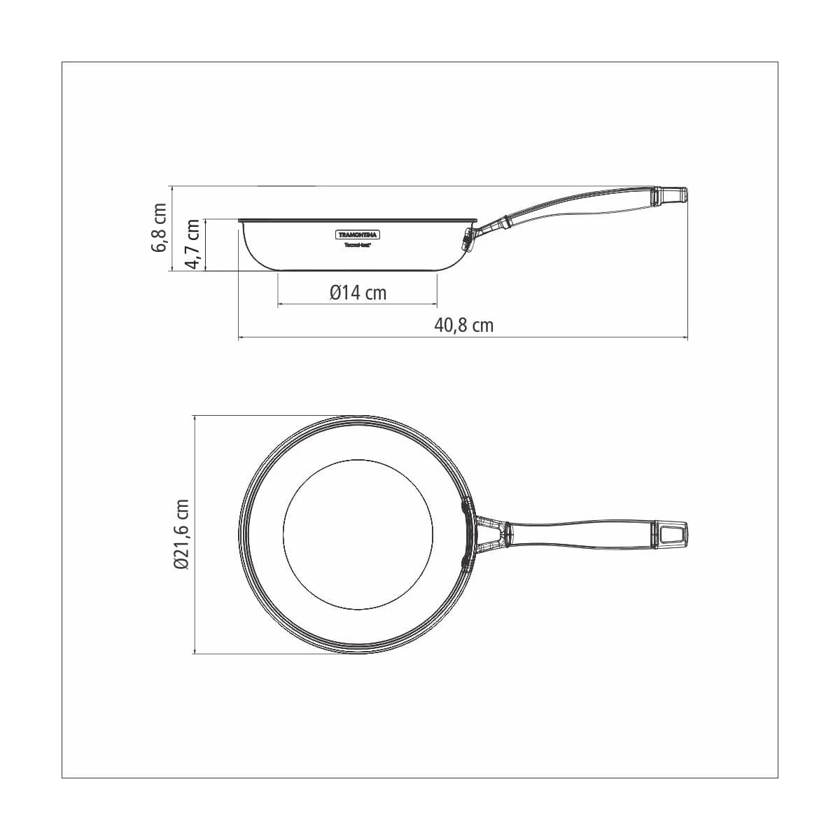 Sartén Tramontina Grano Triple Fondo 20 cm 1,2 L Acero Inoxidable Antiadherente — Apta para Inducción — imagen 3 de 7