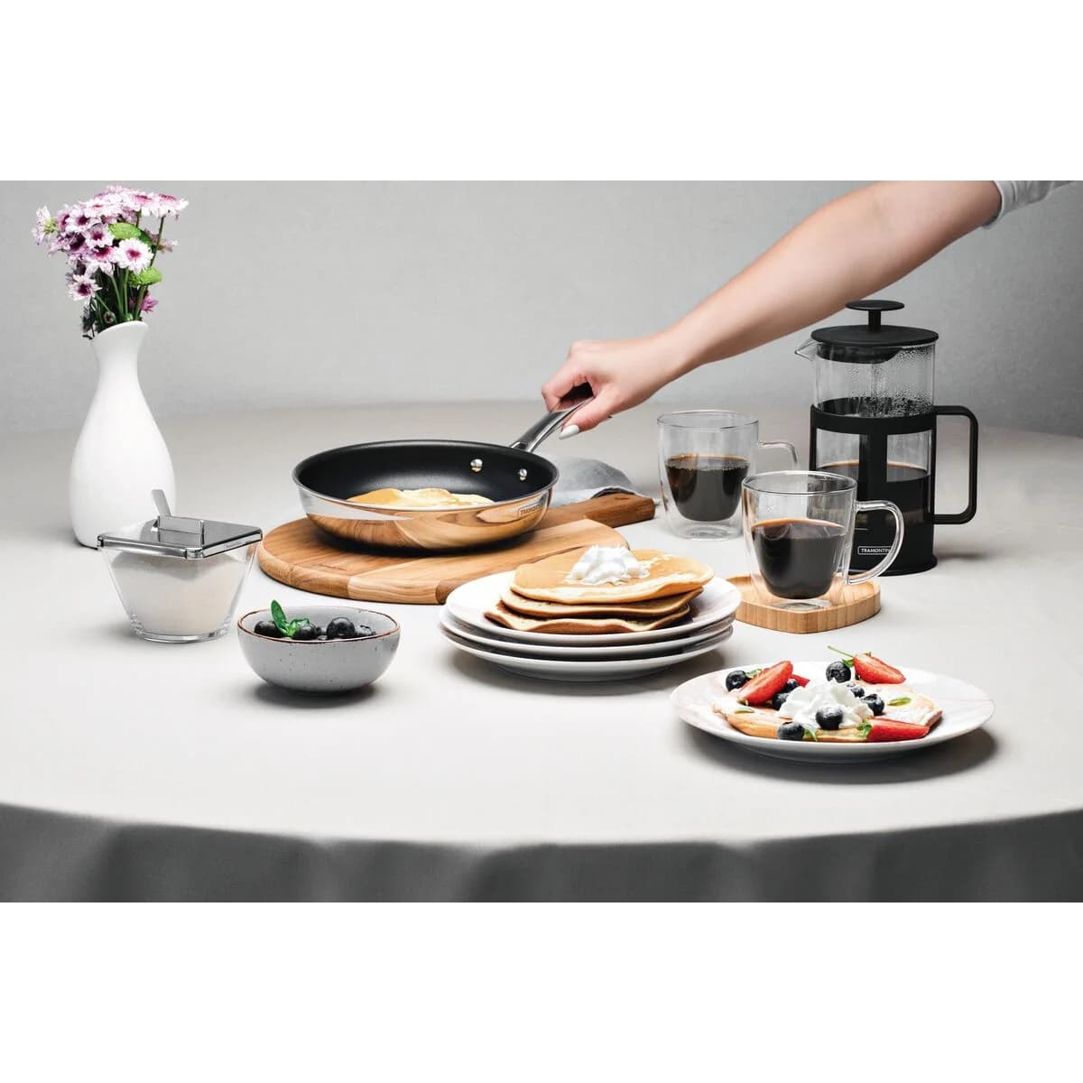 Sartén Tramontina Grano Triple Fondo 20 cm 1,2 L Acero Inoxidable Antiadherente — Apta para Inducción — imagen 6 de 7