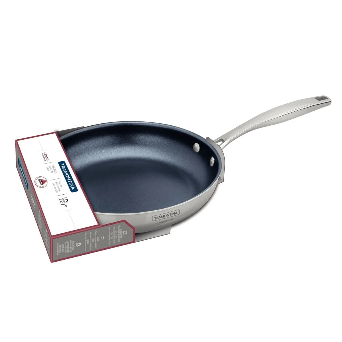 Sartén Tramontina Grano Triple Fondo 26 cm 2,2 L Acero Inoxidable con Revestimiento Cerámico — Apta Inducción — imagen 2 de 5