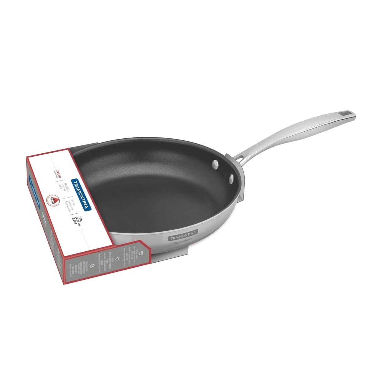 Sartén Tramontina Grano Triple Fondo Antiadherente 26 cm 2,2 L Acero Inoxidable — Apta Inducción — imagen 2 de 4