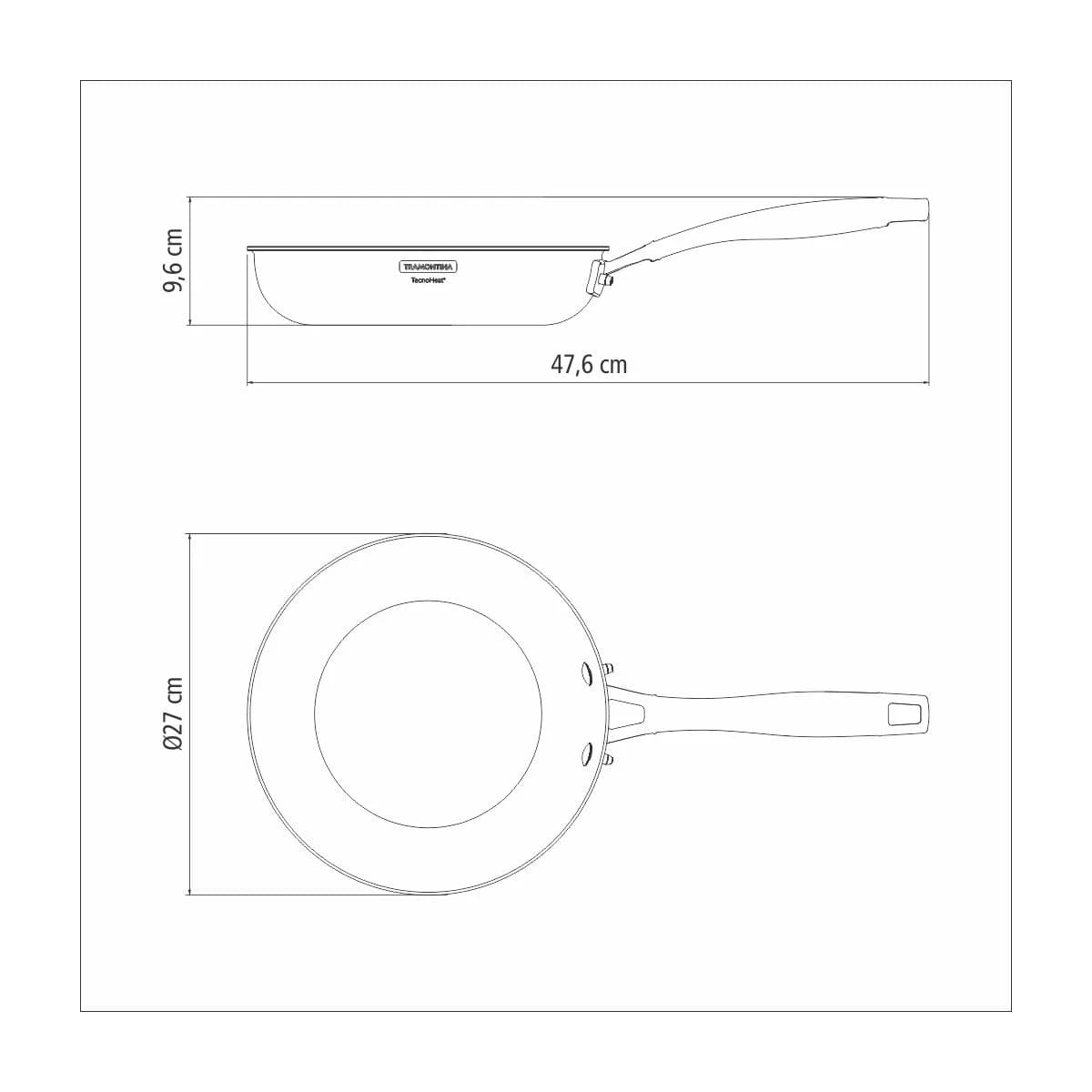 Sartén Tramontina Grano Triple Fondo Antiadherente 26 cm 2,2 L Acero Inoxidable — Apta Inducción — imagen 3 de 4