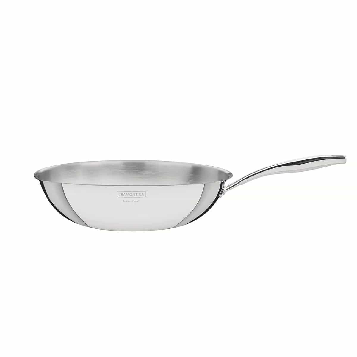 Wok Tramontina Grano Cuerpo Triple 28 cm 3,4 L Acero Inoxidable 18/10 — Apto Inducción