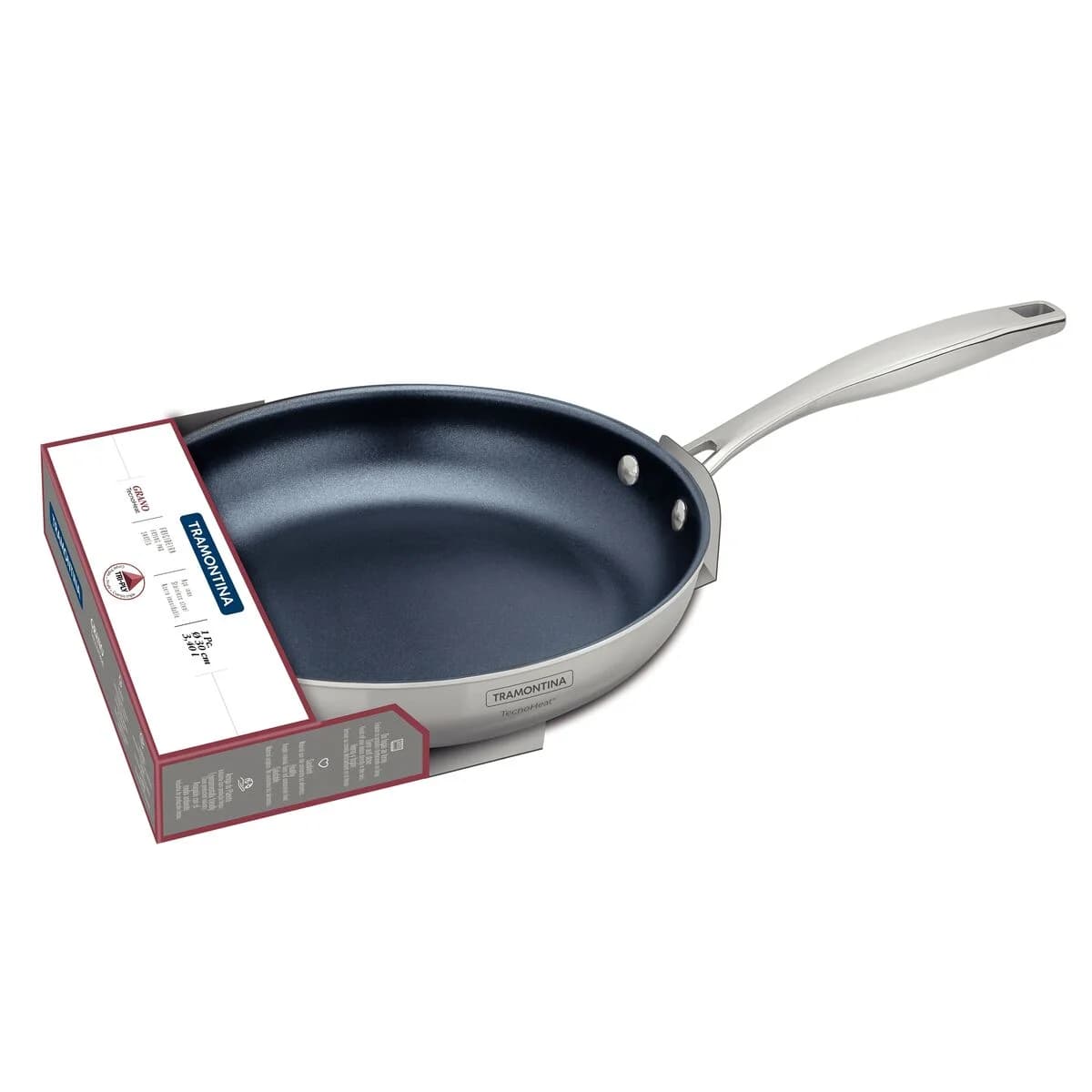 Sartén Tramontina Grano Triple Fondo 30 cm 3,4 L Acero Inoxidable 18/10 con Revestimiento Cerámico — Apto Inducción — imagen 2 de 4