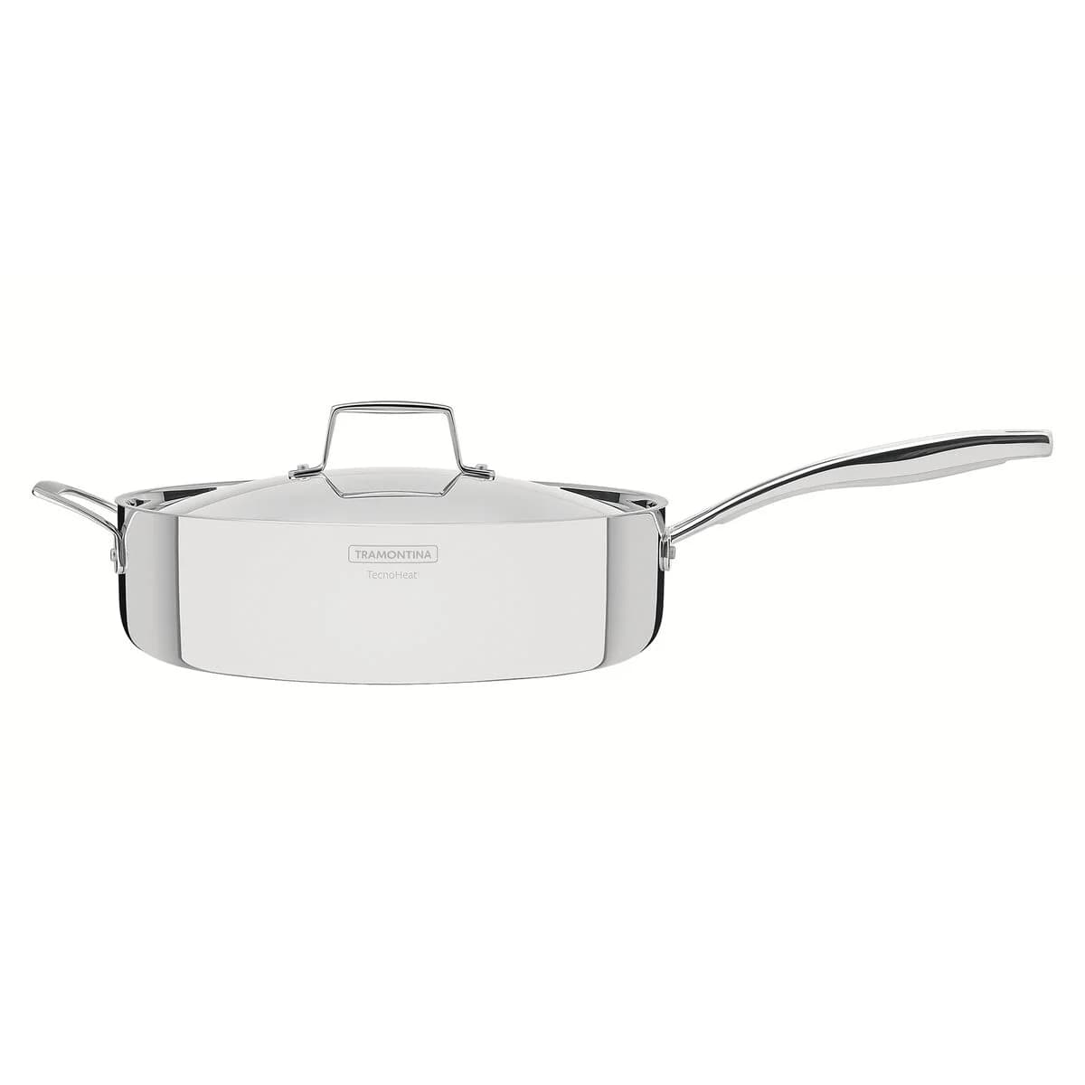 Sartén Honda Tramontina Grano con Tapa 30 cm 5,6 L — Triple Fondo Acero Inoxidable, Apta Inducción — imagen 1 de 8