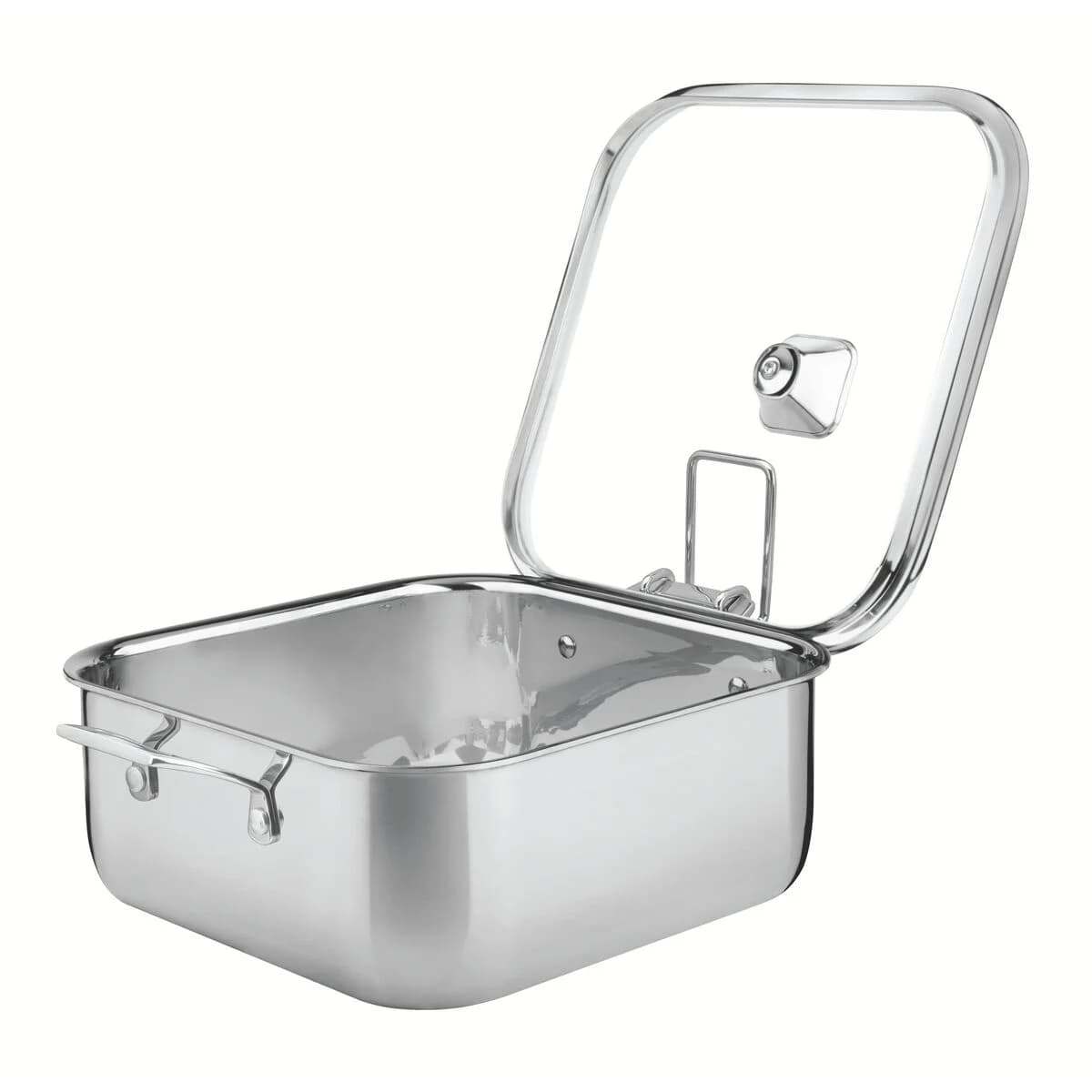 Olla Tramontina Grano Cuadrada Triple Fondo 26 cm 7,3 L de Acero Inoxidable con Tapa de Vidrio — Apta para Inducción — imagen 4 de 8