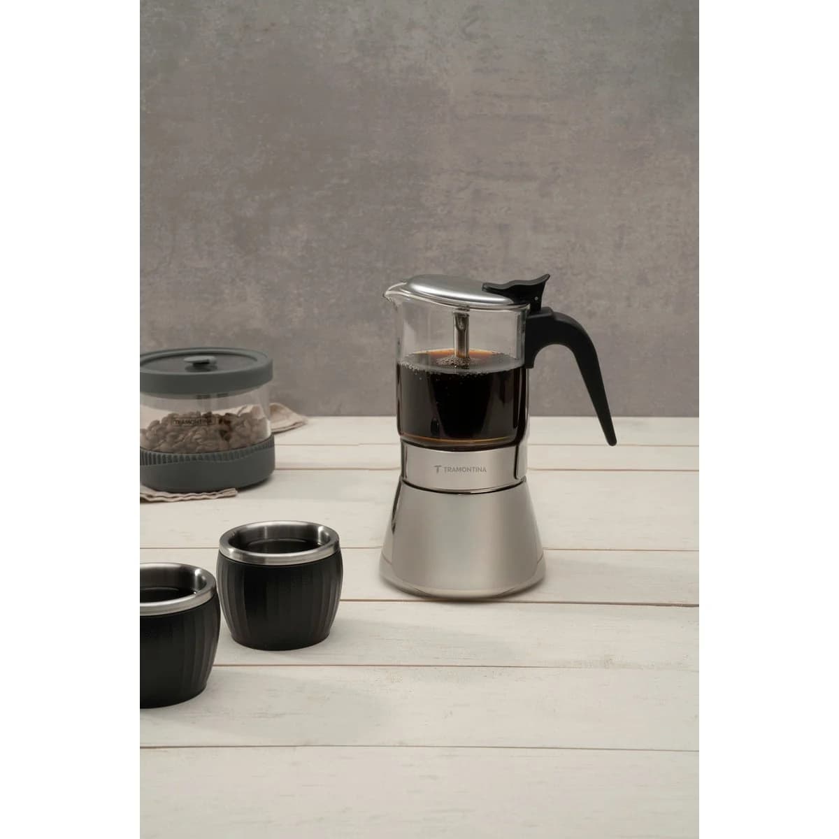Cafetera italiana Tramontina Chá e Café de acero inoxidable y vidrio 300 ml para inducción — imagen 5 de 5